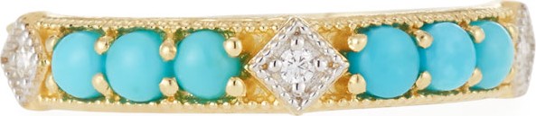 Jude Frances 18k Lisse Round Turquoise Stone Ring