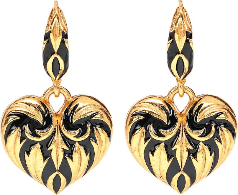Oscar De La Renta Painted heart earrings