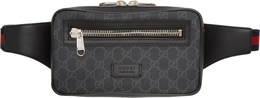 Gucci Black & Grey GG Supreme Belt Bag