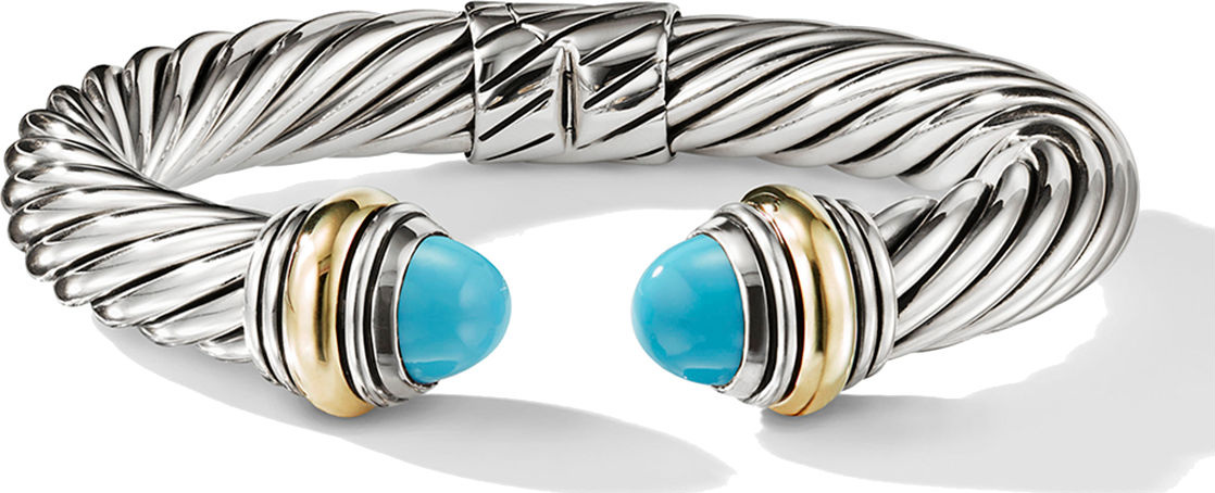 David Yurman Cable Classics Silver Kick Cuff Bracelet w/ 14k Gold