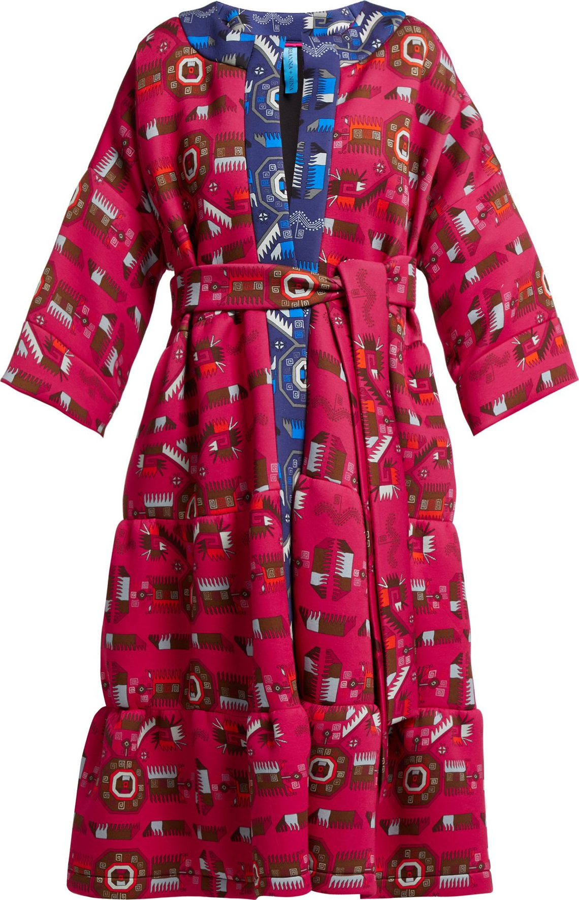 Rianna + Nina Mika Greek-print neoprene coat
