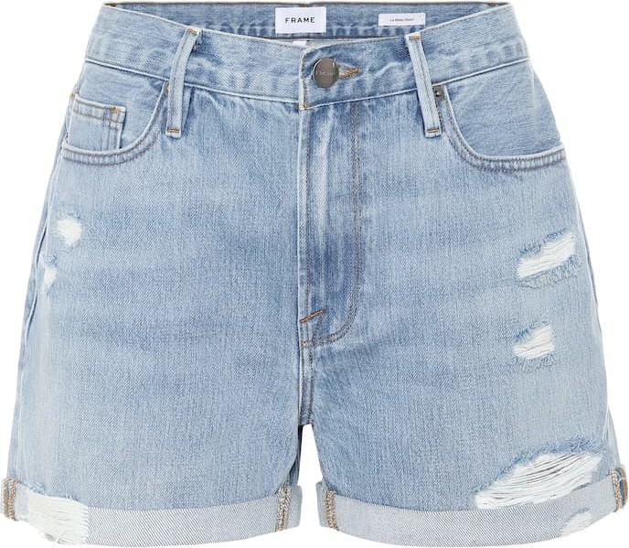 FRAME DENIM Le Beau distressed denim shorts