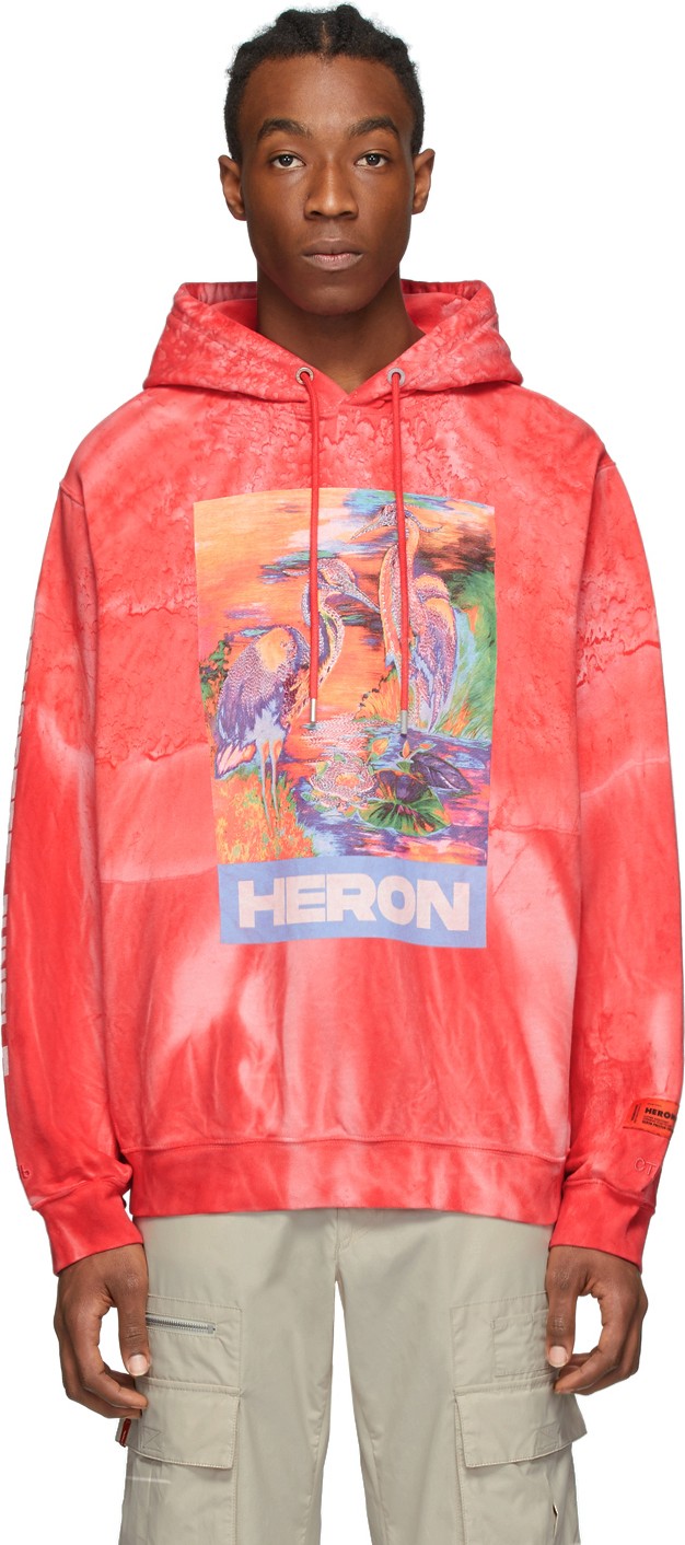 Heron Preston Red Tie-Dye Heron Colors Ribs Hoodie
