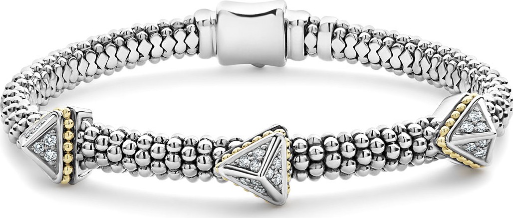 LAGOS KSL Lux Diamond Silver & 18k Gold Triple Pyramid Bracelet