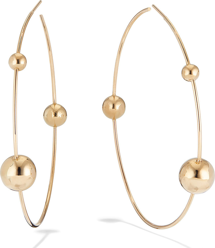 Lana 14k Gold 3-Bead Hoop Earrings