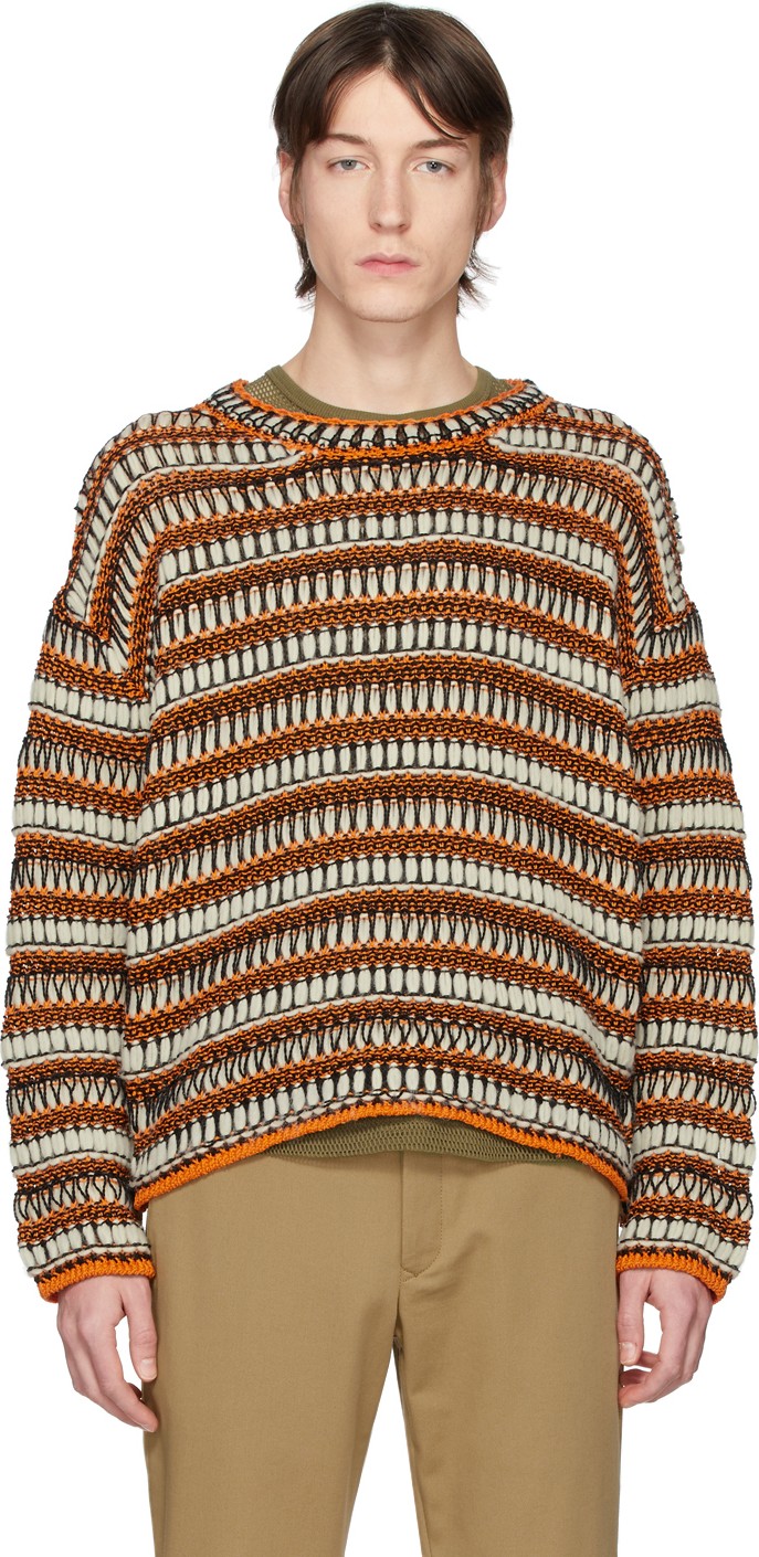 LOEWE Orange & Black Wool Knit Sweater