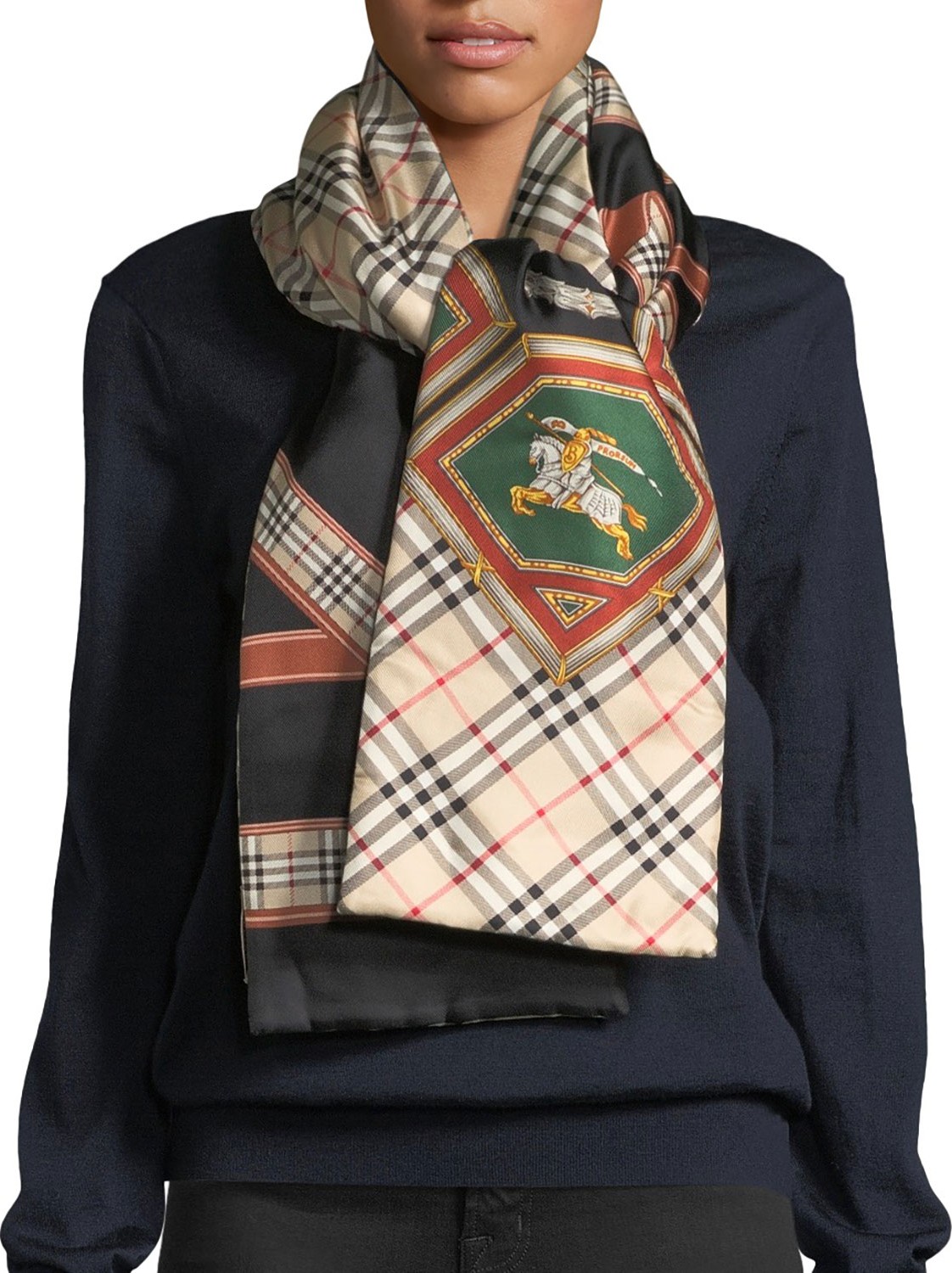 Burberry London England Silk Archive Prints Puffer Scarf