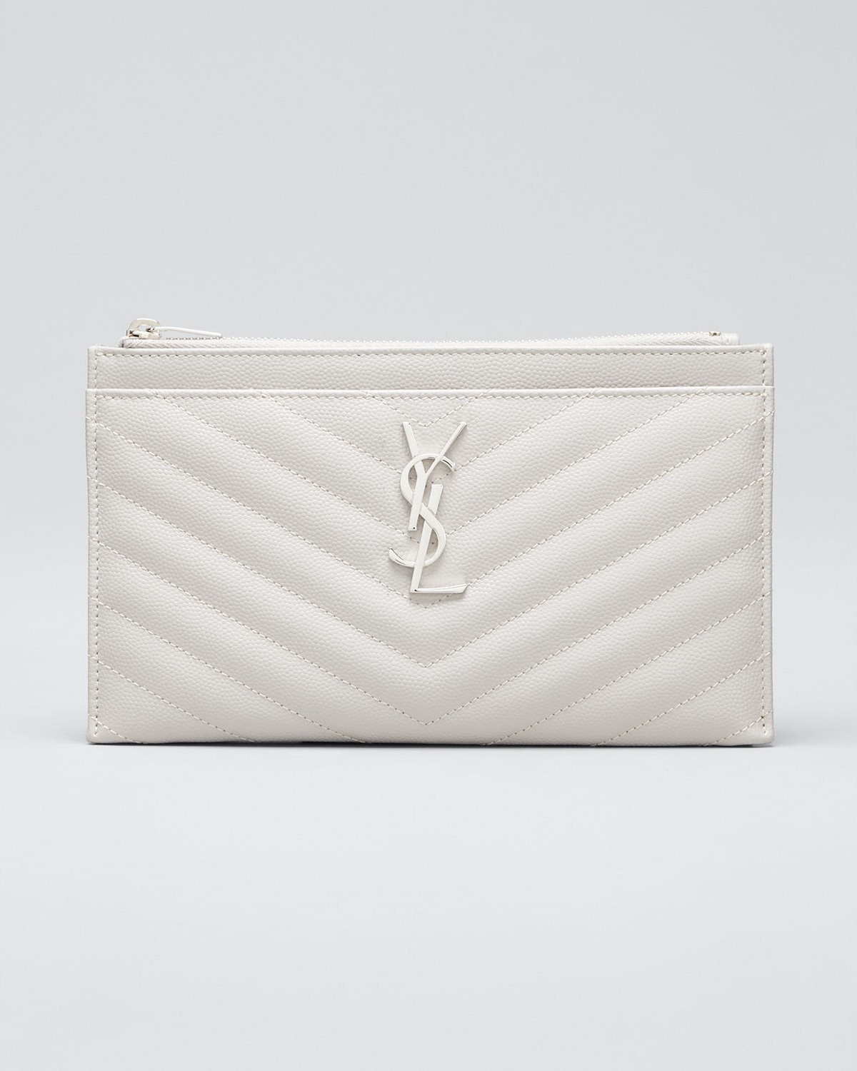 Saint Laurent YSL Monogram Chevron Quilted Pouch Bag/Wallet