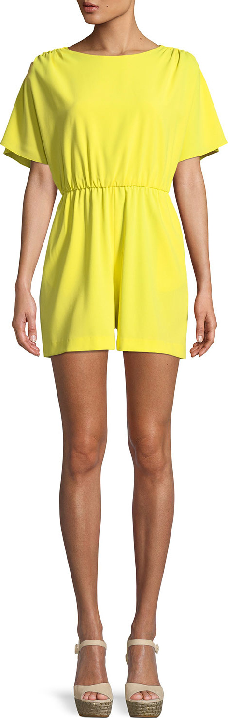 Alice + Olivia Ashlea Flutter-Sleeve Romper