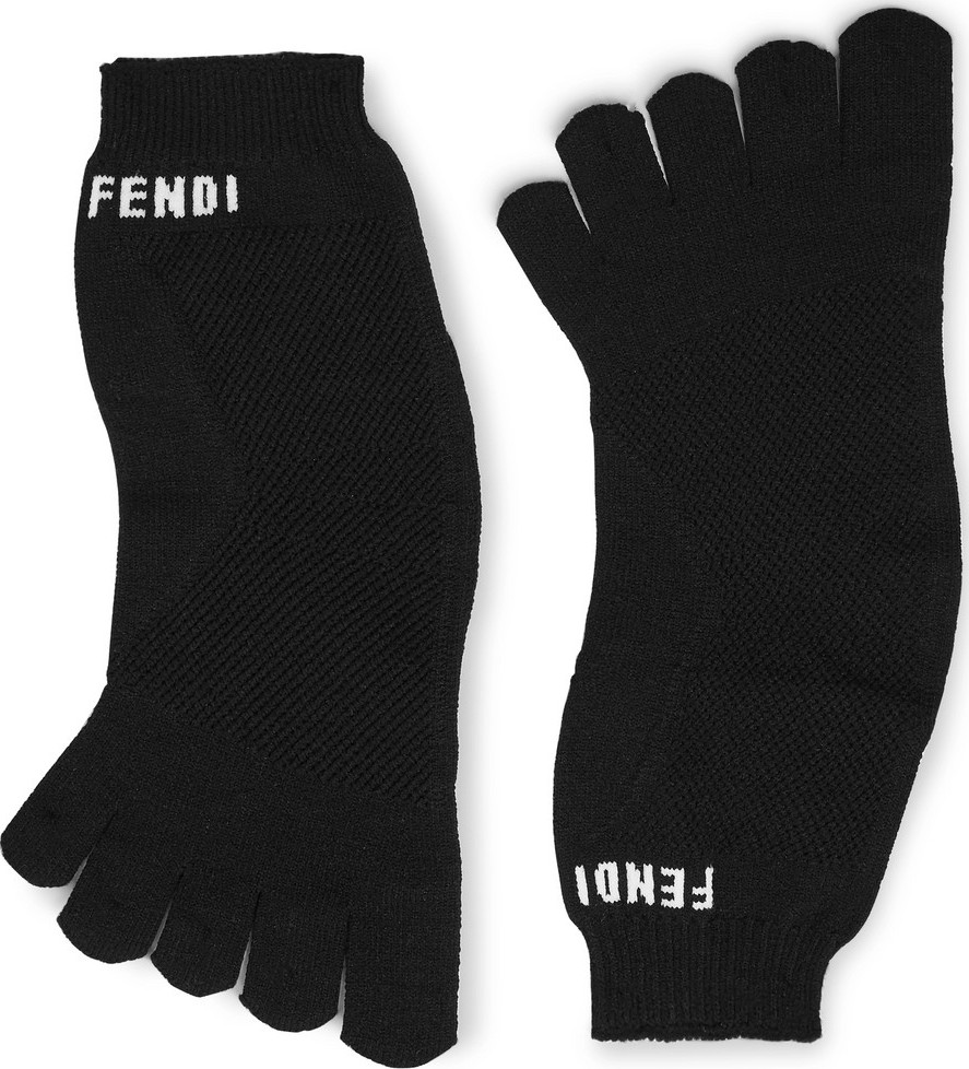 Fendi Logo-Intarsia Stretch-Knit Socks