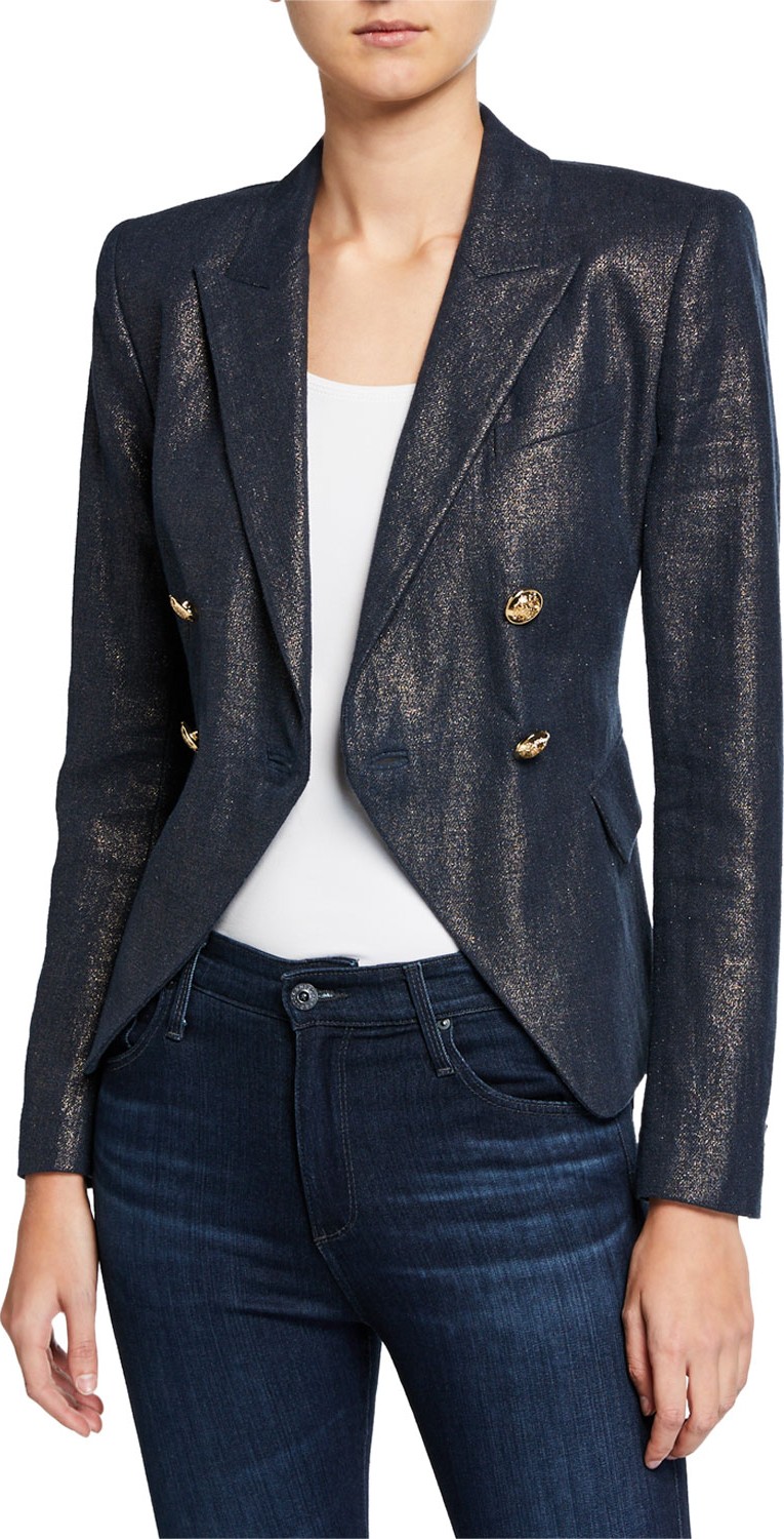 Elie Tahari Jezebel Metallic Double-Breasted Jacket