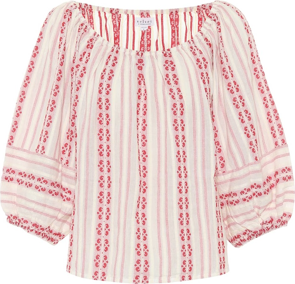Velvet By Graham & Spencer Vivette striped cotton blouse