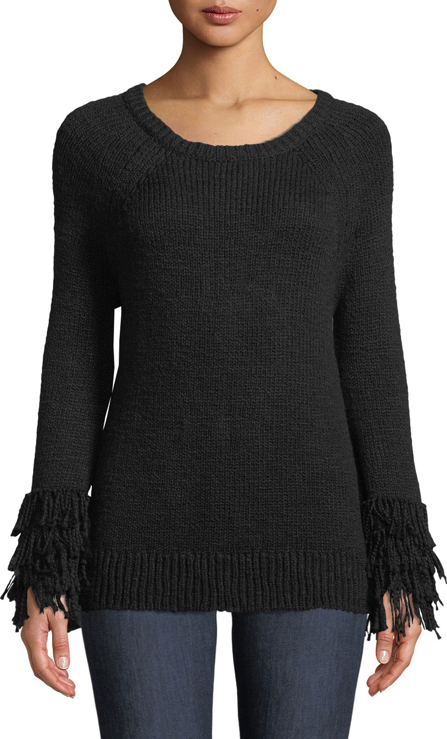 MICHAEL MICHAEL KORS Fringe-Cuff Raglan Sweater