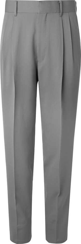 THE ROW Grey Eric Pleated Virgin Wool Trousers