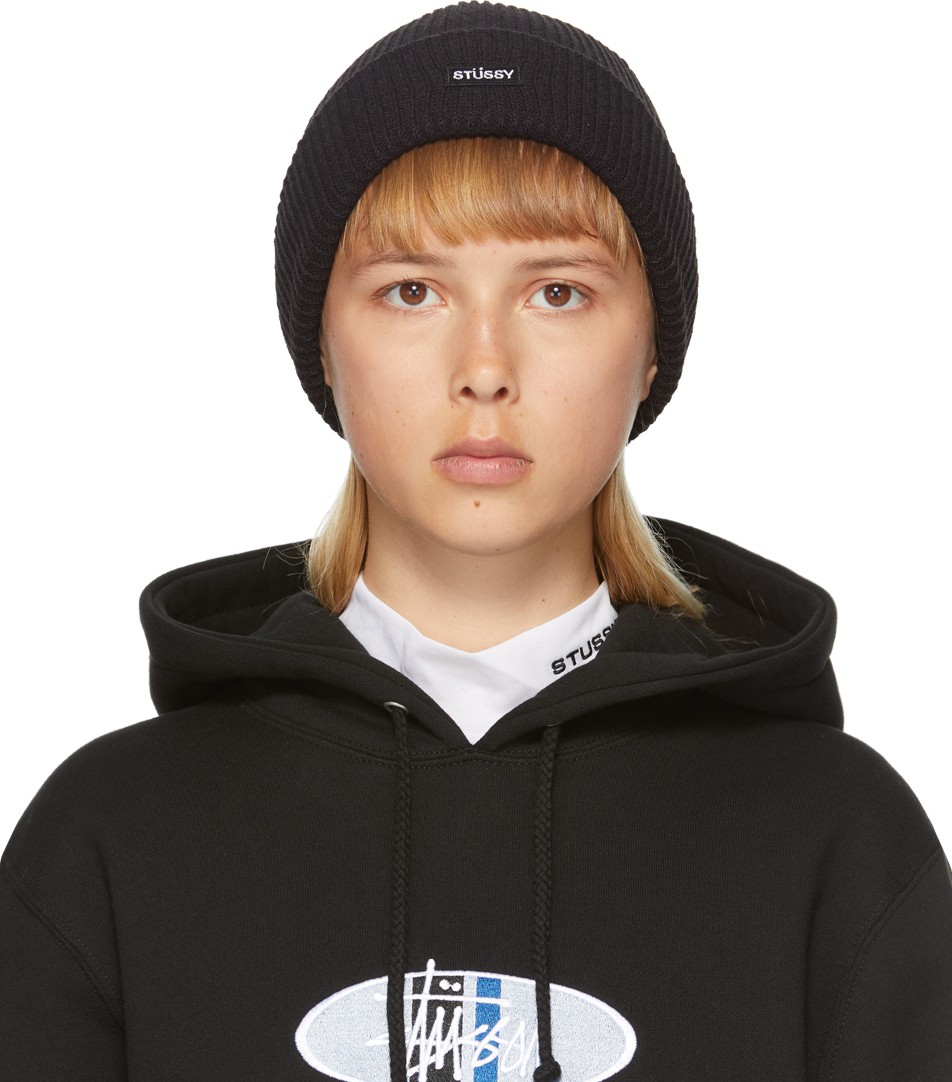 Stussy Black Patch Cuff Beanie