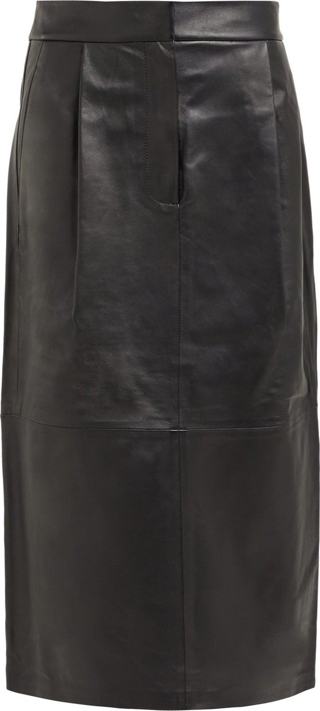 Tibi Leather pleated midi skirt