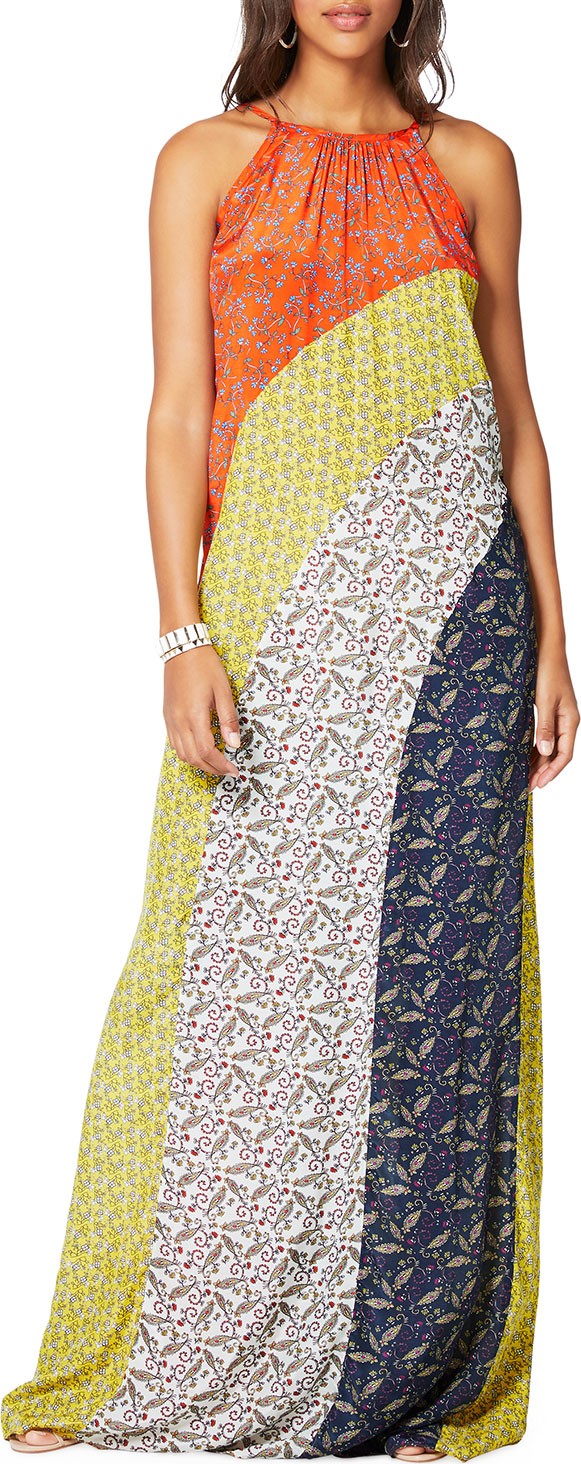 Ramy Brook Wesley Printed Colorblock Maxi Dress