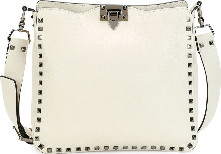 Valentino Rockstud Medium Flip-Lock Hobo Bag, Ivory