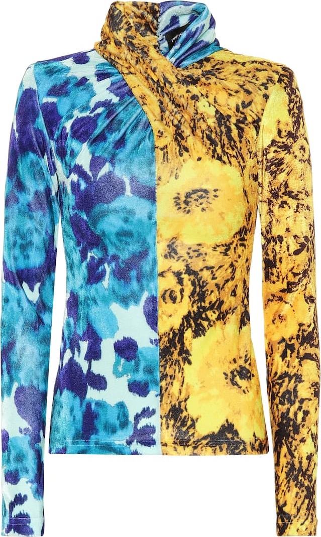 Richard Quinn Floral velvet high-neck top