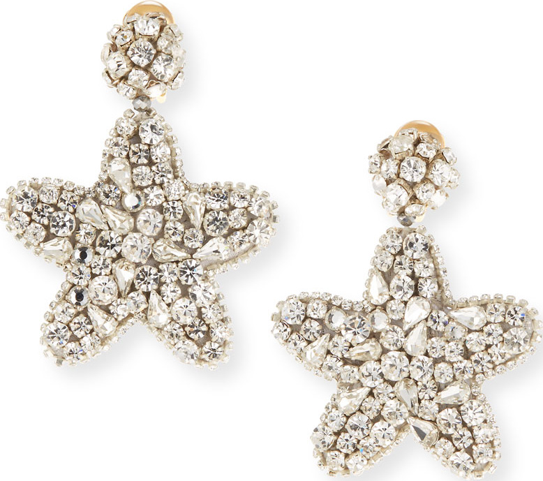 Oscar De La Renta Crystal Star Clip-On Earrings