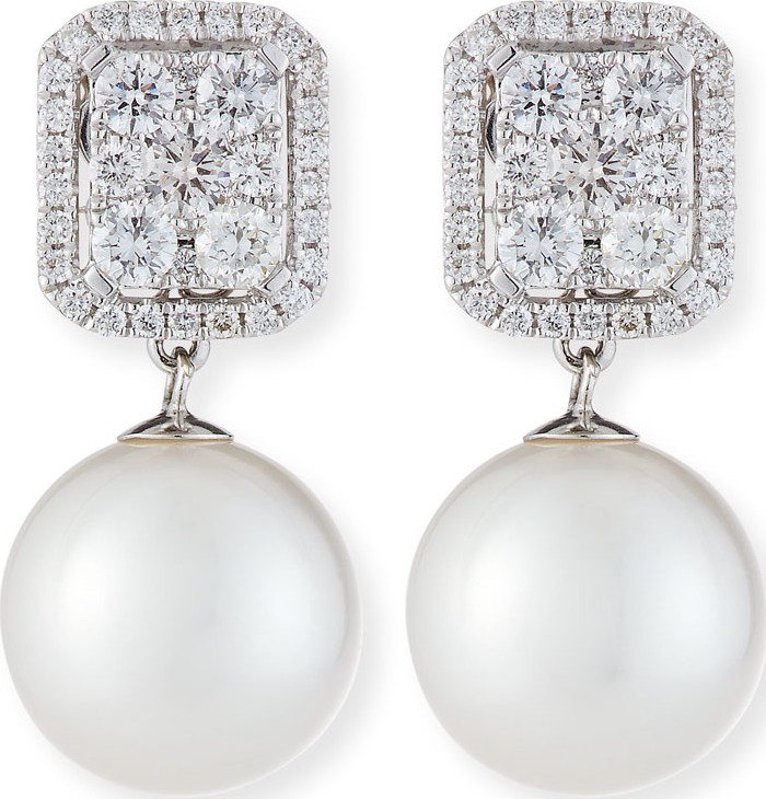 Belpearl 18k White Gold Diamond & Pearl Convertible Earrings