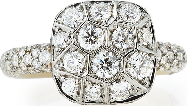 Pomellato Grande Nudo 18K White & Rose Gold Ring with Diamonds, Size 54