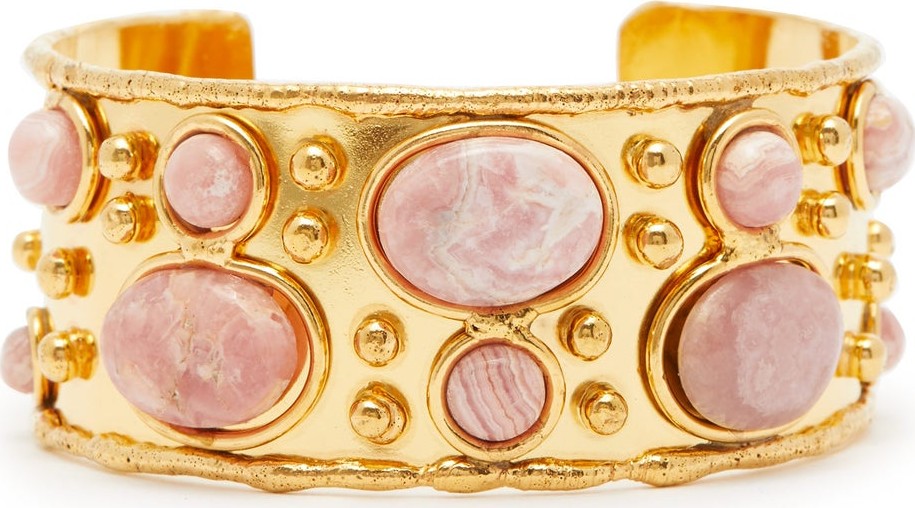 Sylvia Toledano Rhodochrosite & quartz hammered cuff