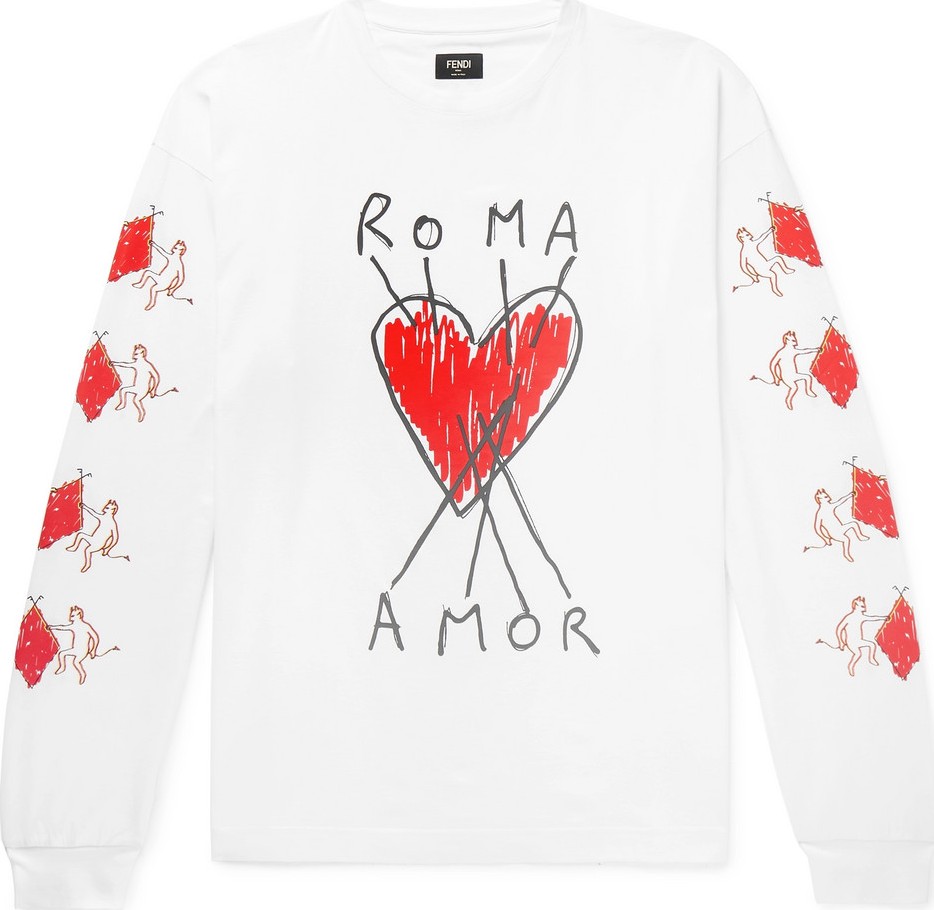 Fendi Oversized Printed Cotton-Jersey T-Shirt