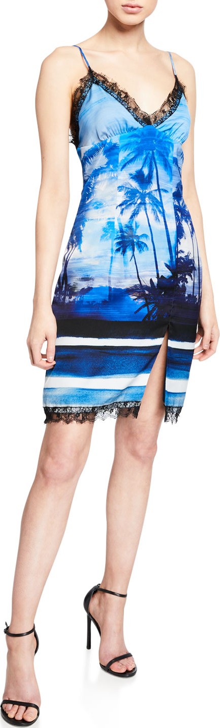 Le Superbe Helenas Palm Tree Mini Slip Dress