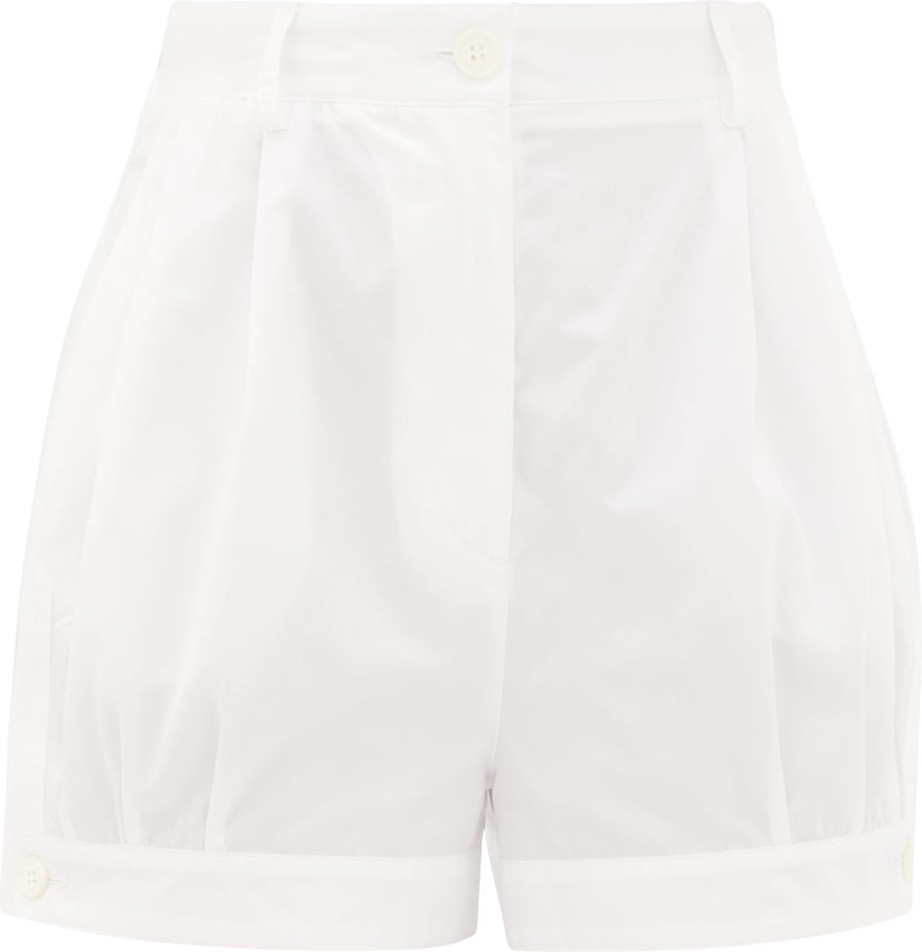 Prada High-rise buttoned-cuff cotton shorts