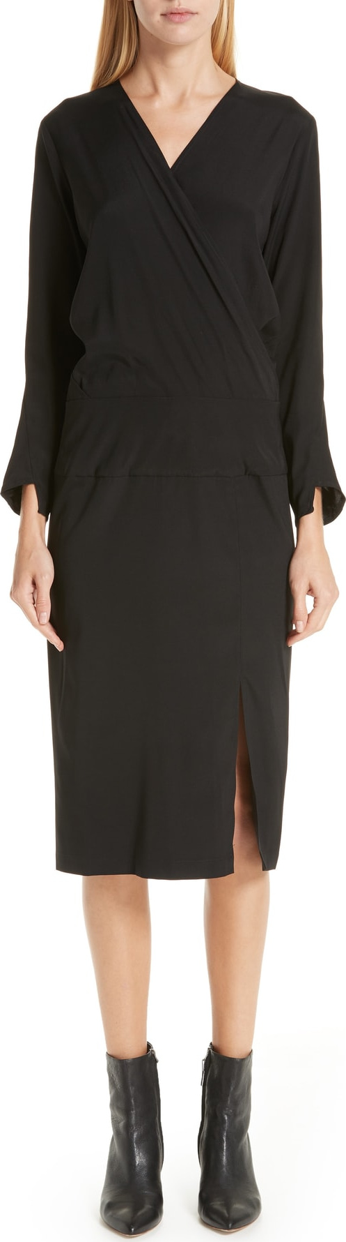 Zero + Maria Cornejo Stretch Silk Faux Wrap Dress