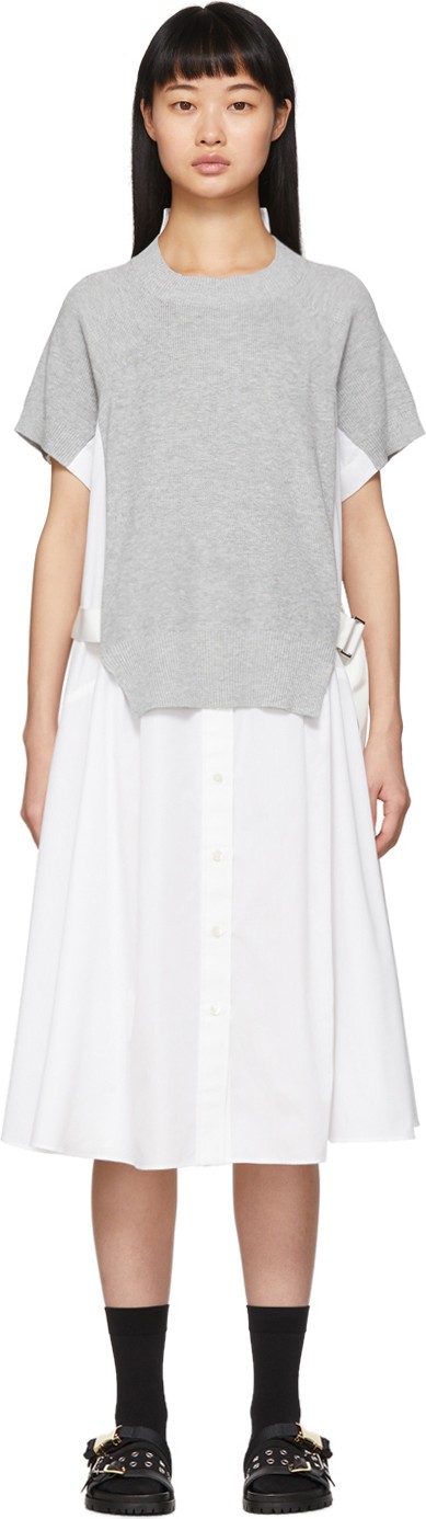 Sacai White Knit Panel Dress