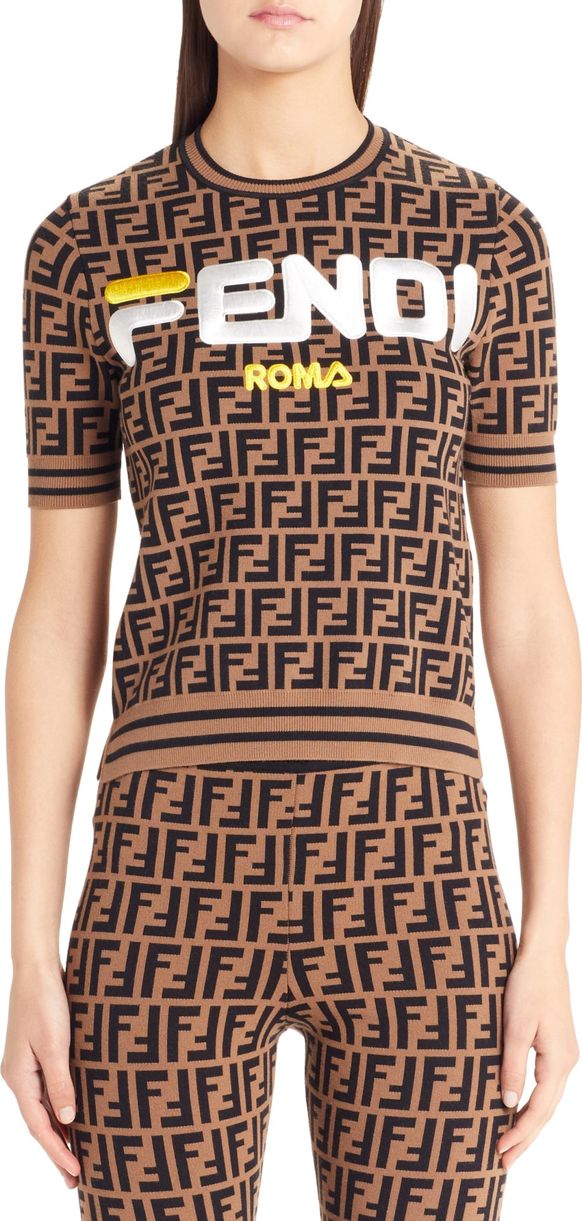 Fendi Sport Logo Short Sleeve Sweater