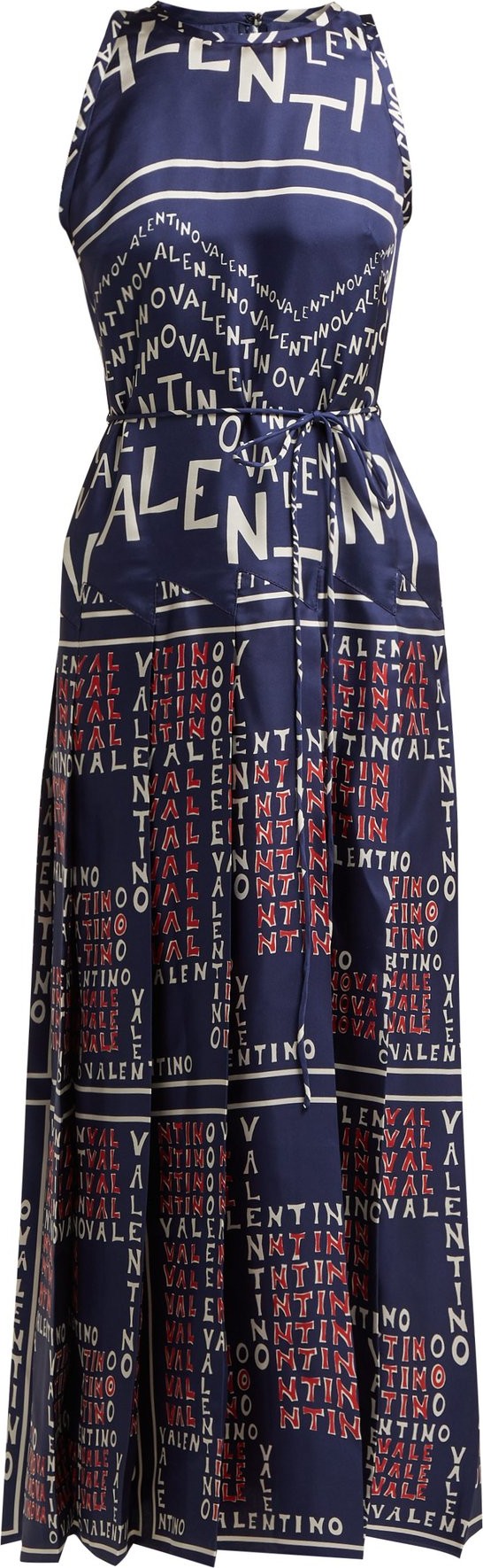 Valentino Chevron and Puzzle-print silk dress