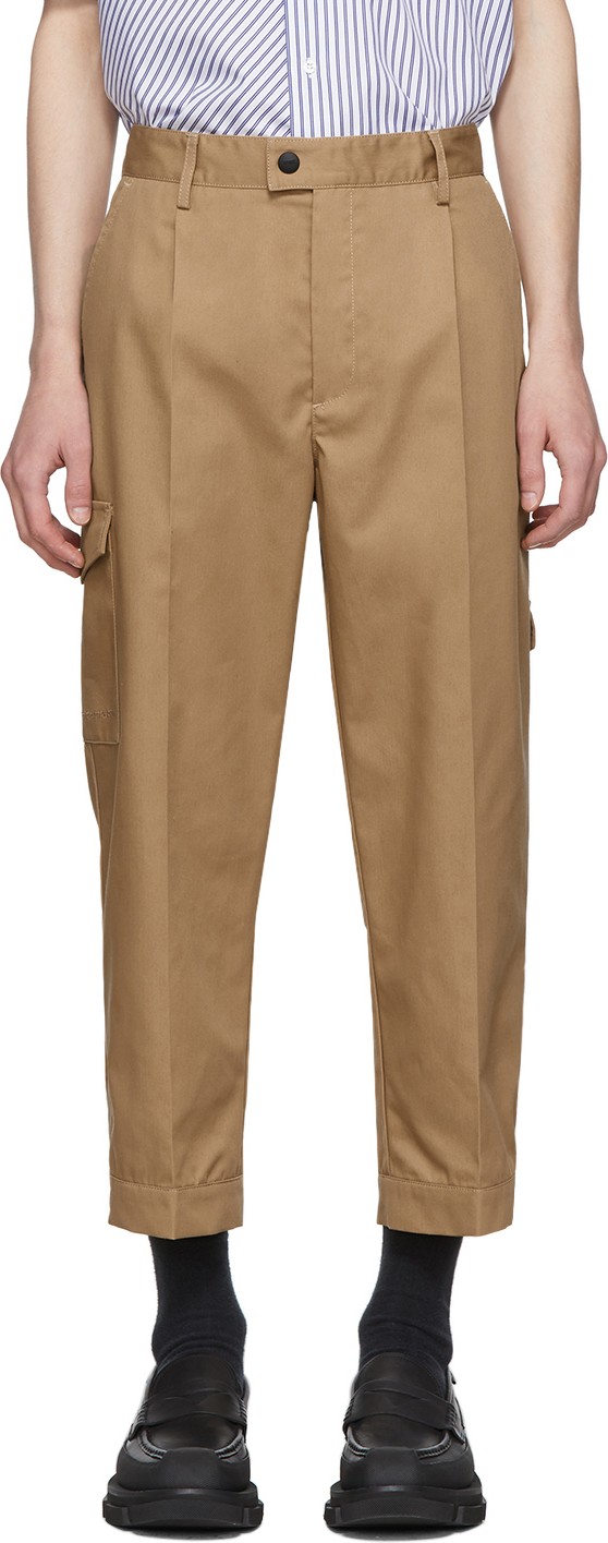 MSGM Tan Gabardine Cargo Pants