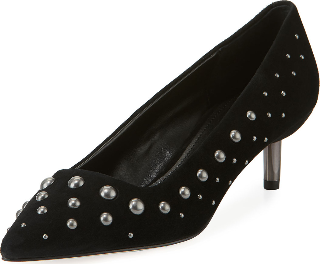 Donald J Pliner Bazie Studded Suede Kitten-Heel Pumps