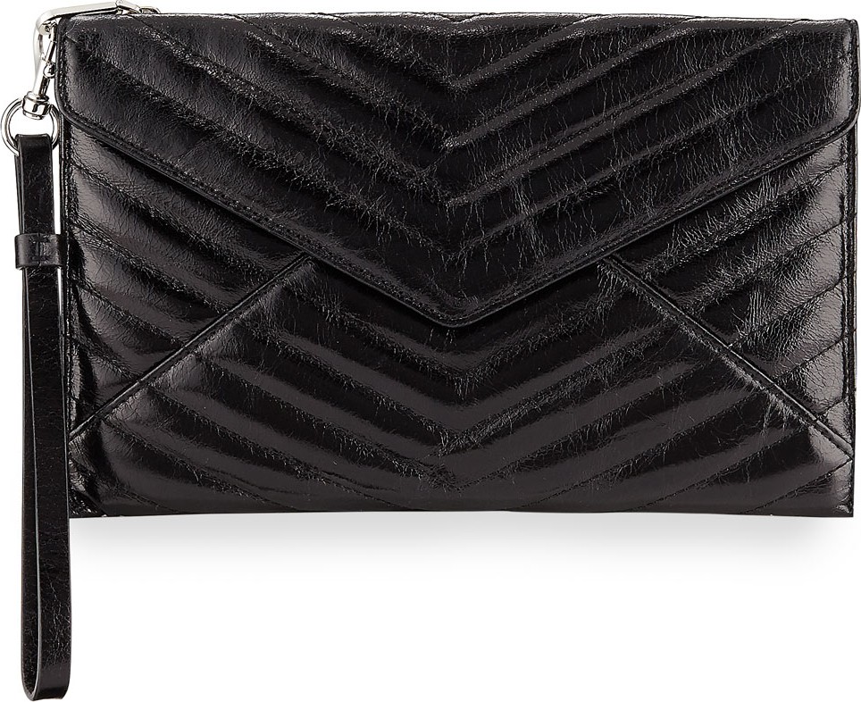 Rebecca Minkoff Leo Quilted Leather Envelope Wristlet Pouch Bag Rebecca Minkoff Leo Quilted Leather Envelope Wristlet Pouch Bag