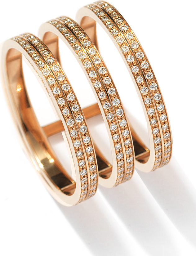 REPOSSI Berbère Three-Row Diamond Ring in 18K Rose Gold