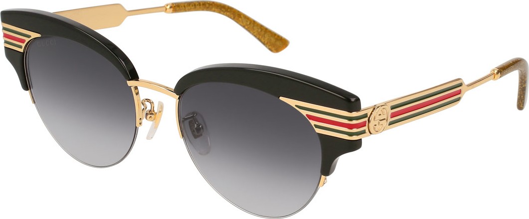 Gucci Metal & Acetate Cat-Eye Sylvie Web Sunglasses, Black