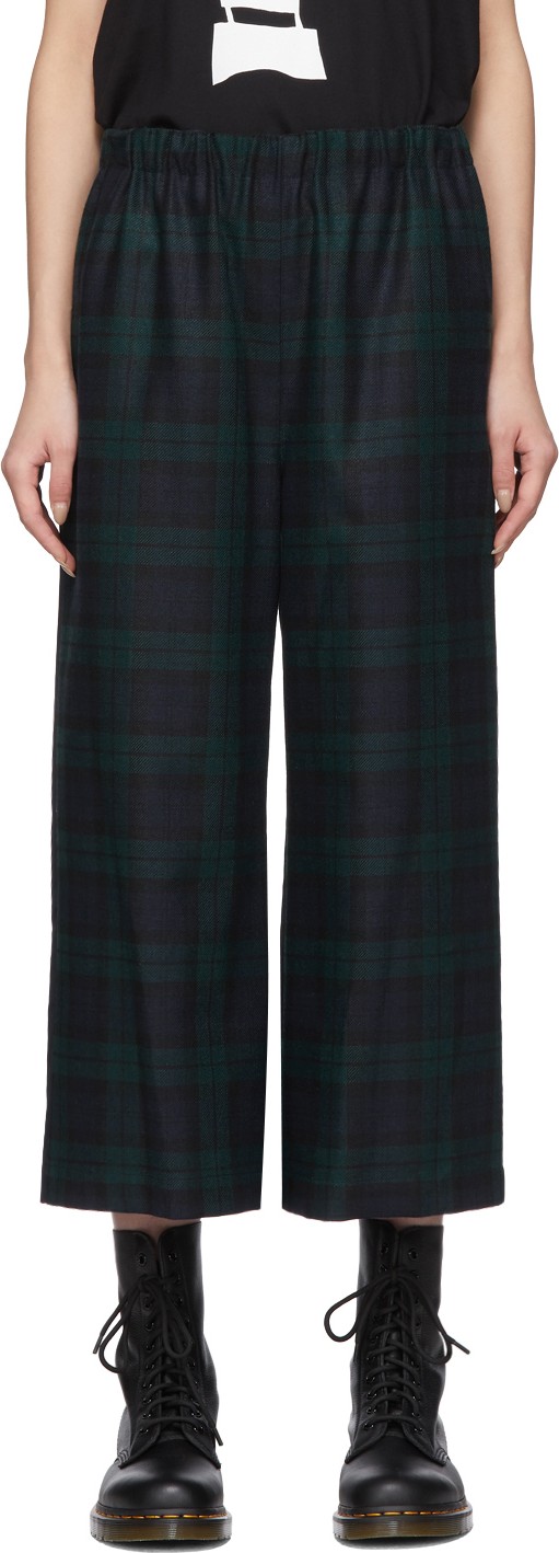 Tricot Comme des Garçons Navy & Green Tartan Trousers