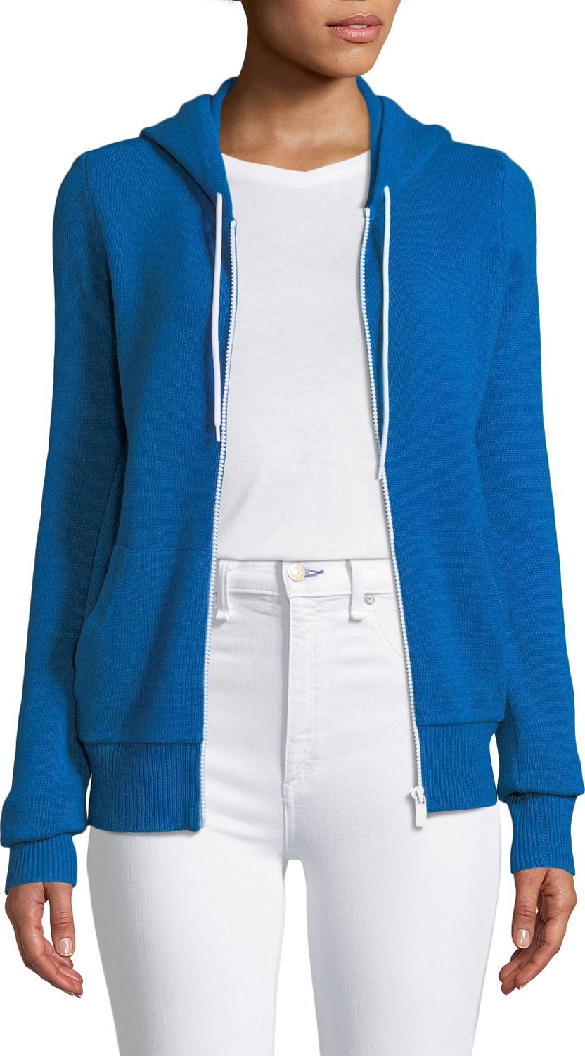 Michael Kors Collection Zip-Front Cashmere/Cotton Hoodie Jacket