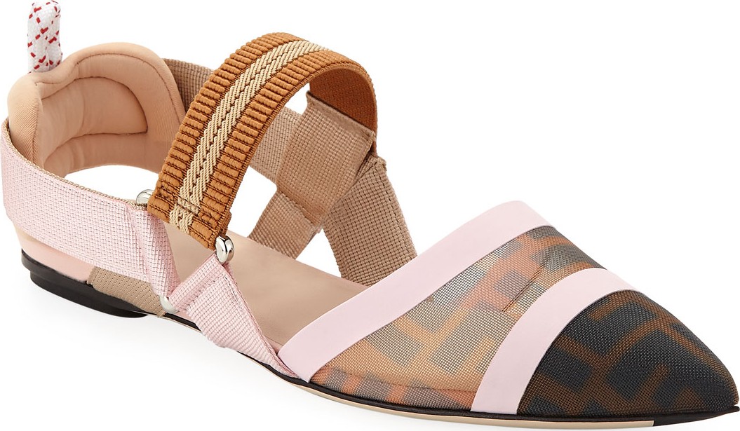 Fendi Colibri Slingback Mesh Ballet Flats