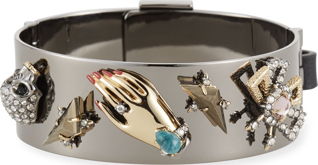 Alexis Bittar Vanitas Leather Buckle Hinge Bracelet