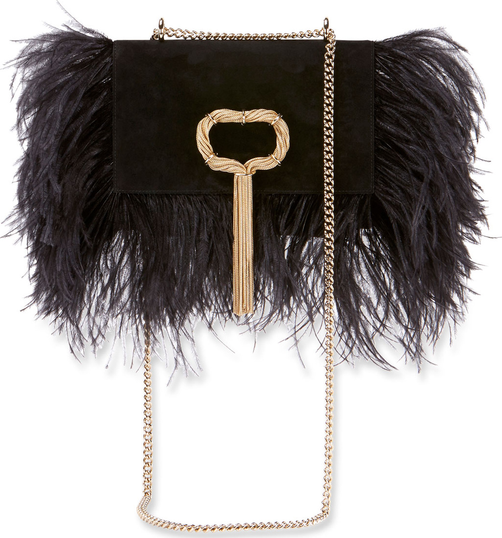 Roger Vivier Club Chain Feathers Evening Clutch Bag