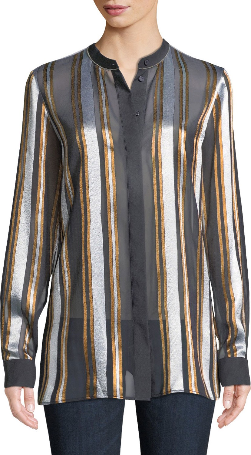 Lafayette 148 New York Brayden Ethereal Stripe Blouse