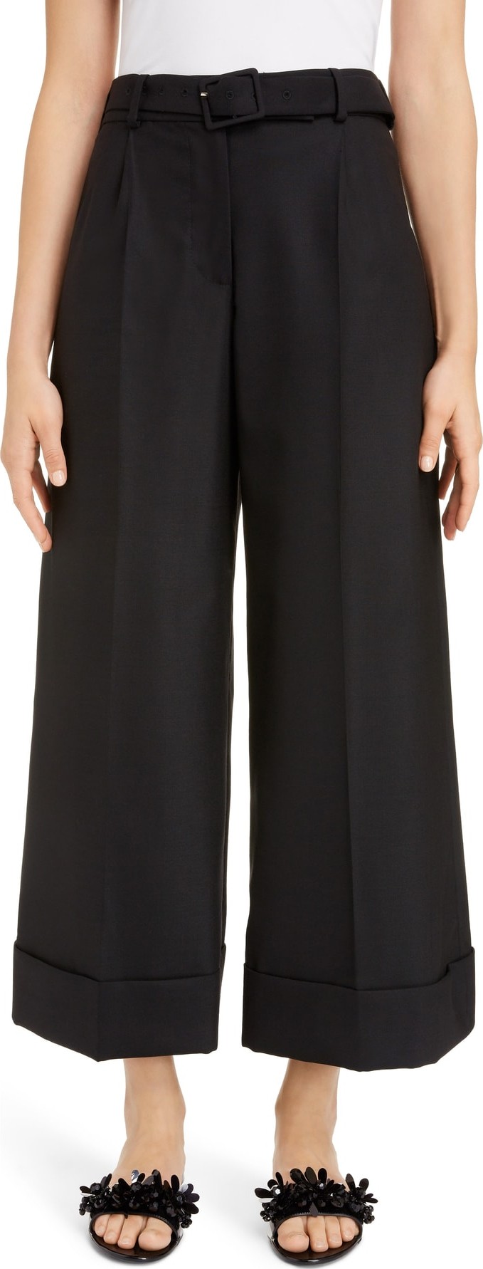 Simone Rocha Marabou Trim Wide Leg Pants