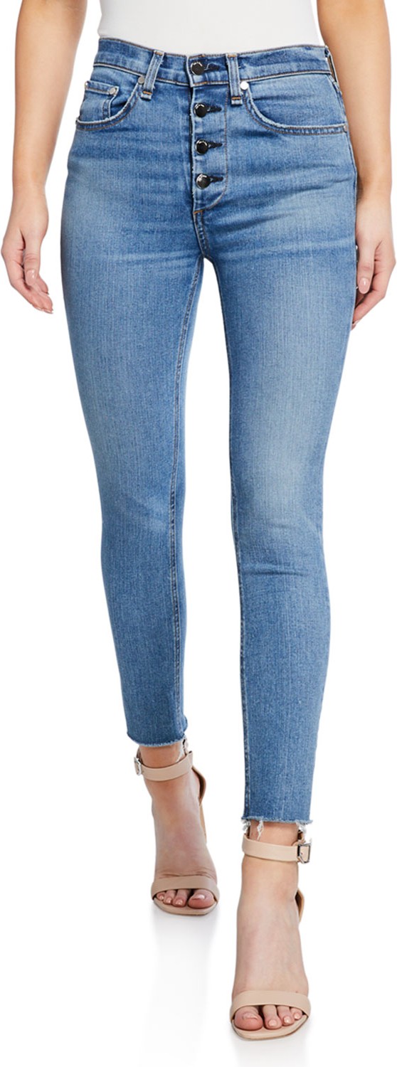 Rag & Bone Nina High-Rise Ankle Skinny Fray Jeans