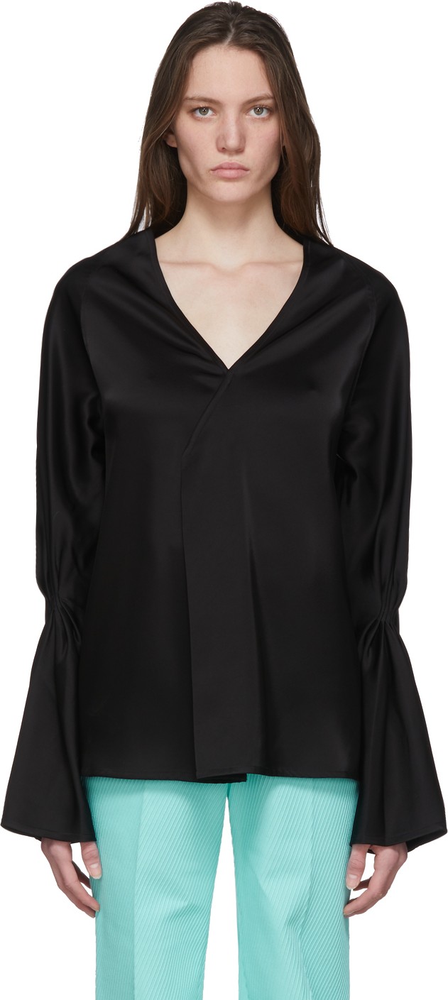 Victoria Beckham Black Satin Blouse