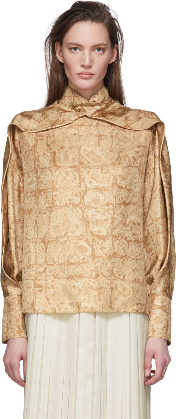 THE ROW Brown Silk Lima Top