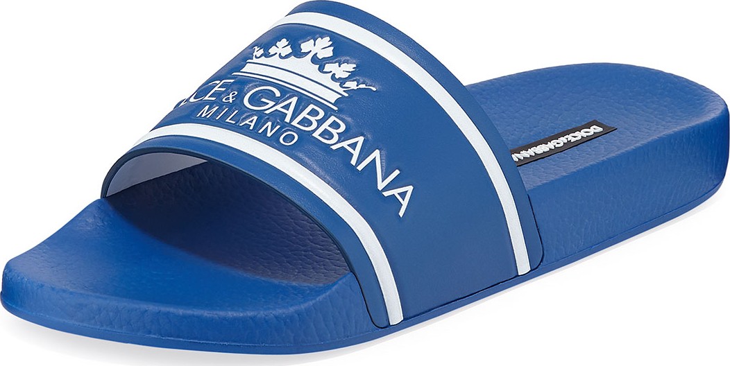 Dolce & Gabbana Men's Crown Logo Slide Sandals